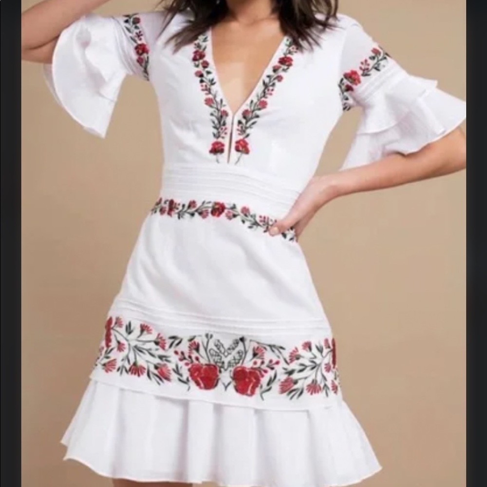 Saylor White Embroidered Dress